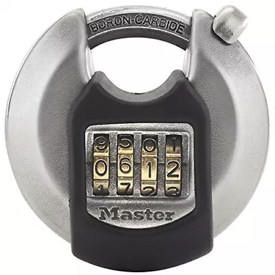 MASTER LOCK Heavy Duty Disc Padlock [Combination] [Stainless Steel] [Outdoor] - • £15.58