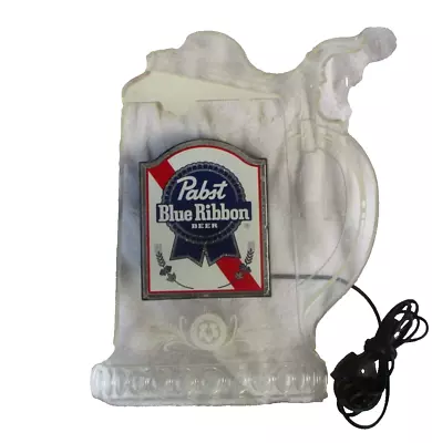 Vintage Pabst Blue Ribbon PBR Stein Beer Sign Lucite Plastic Light Up - Works • $74.99