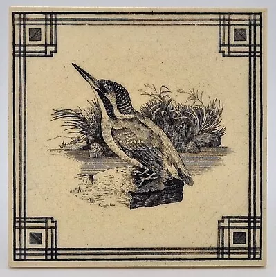 Victorian Tile Kingfisher English Birds Series Maw & Co Broseley Salop C1882 • $174.07