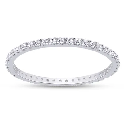 Eternity Micro Pave 2/7 CT Diamonds 10K White Gold Wedding Stackable Ring -IGI- • $310.49