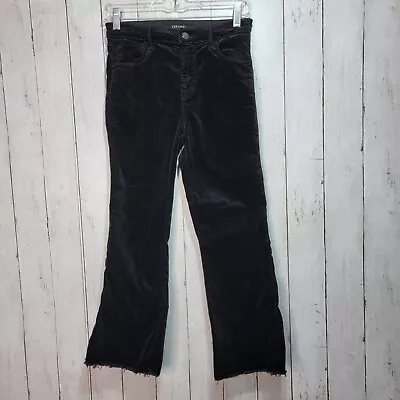 J BRAND Women's Maria Flared Black Velvet Cropped Raw Hem Jeans Size 26 • $49