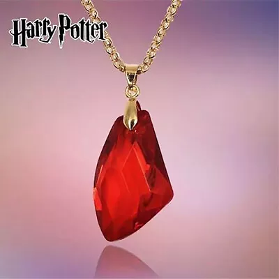 Harry Potter Necklace Philosopher's Stone Red Resin Pendant Hogwarts Horcrux • $6.64