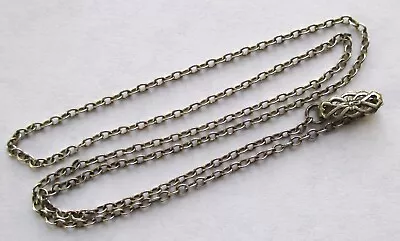 15 Inch VINTAGE STERLING SILVER ART DECO CHAIN NECKLACE FLOWER CLASP CHOKER • $24.99