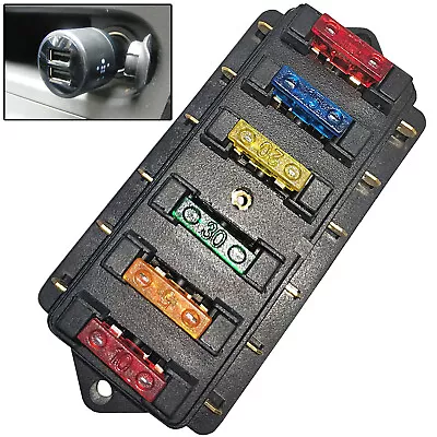 6-Way 12V 32V ATC ATO Blade Fuse Box Holder Power Block For Car RV Trailer/Boat • $12.85