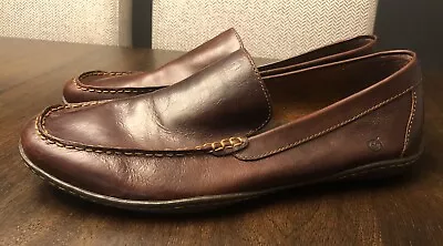 BORN Harmon Shoes Mens Sz 13 Loafers Brown Leather Hand Crafted Slip-On H02406 • $34.99