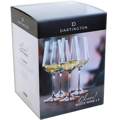 Dartington Crystal White Wine Glasses Cheers! 4 Pack Set 350ml Height 22.6cm • £23.99