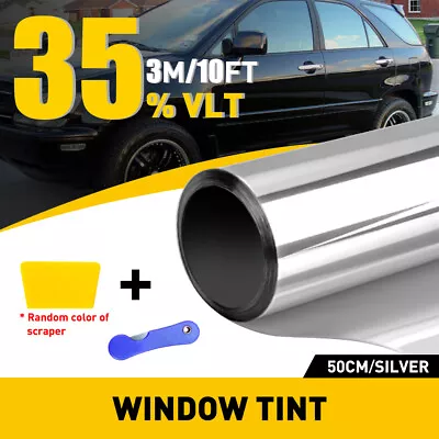 20  X10FT Uncut Roll Window Mirror Silver Chrome Tint Film Car Home Office Glass • $12.99