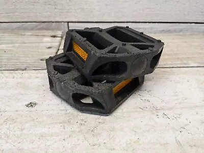 2000s Mongoose Stamped Black Platform Pedals Nylon 1/2 1 Piece Cranks BMX • $19.97