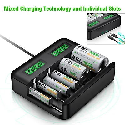 EBL 8slots  LCD Charger For AA AAA C D Battery Ni-MH NICD Universal • $16.99