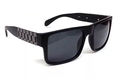 Matte Black Gun Metal Watch Band Square Sunglasses Link Chain Retro Hip Hop Vtg • $8.95