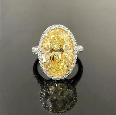 5.0ct Lab Created Canary Yellow Diamond & White Moissanite Big Oval Ring For Her • $186.15