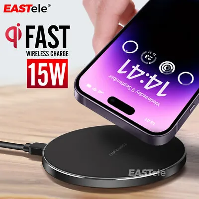 $13.99 • Buy Qi Wireless Charger FAST Charging Pad For IPhone 15 Pro Max 14 13 12 11 Samsung