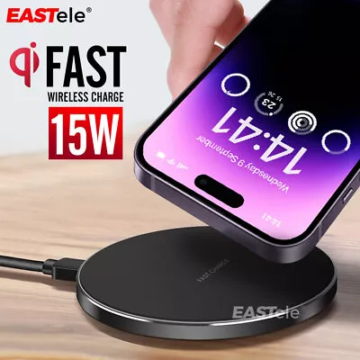 Qi Wireless Charger FAST Charging Pad For IPhone 15 Pro Max 14 13 12 11 Samsung • $12.59