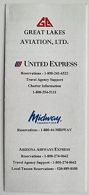 Great Lakes Aviation Airlines Brochure - United Expr. / Midway Connection - 1996 • $4