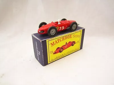 VINTAGE MATCHBOX 1:75 SERIES LESNEY No.73b FERRARI RACING CAR + CRAFTED BOX. • £13.99