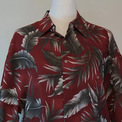 Pierre Cardin Hawaiian Short Sleeve Button-Up Vintage Maroon Shirt Size M (C599) • $15