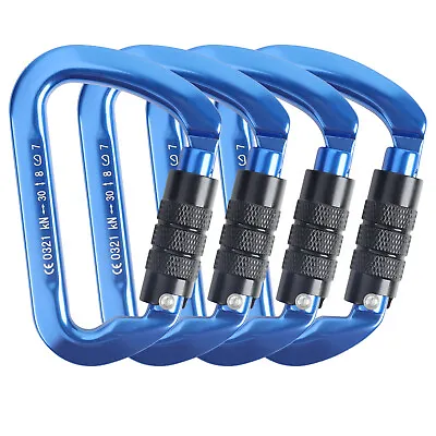 1/2/4 Pack Heavy Duty 30KN Auto Locking Climbing Carabiner Clips Twist Lock • $11.95