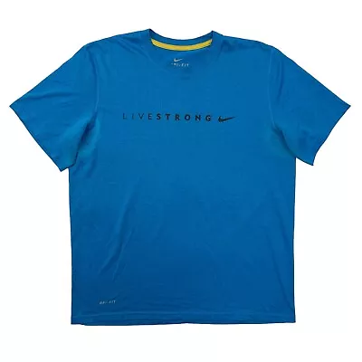 Nike T Shirt Mens L Large Malibu Blue Dri Fit Livestrong Short Sleeve Crew Neck • $17.94