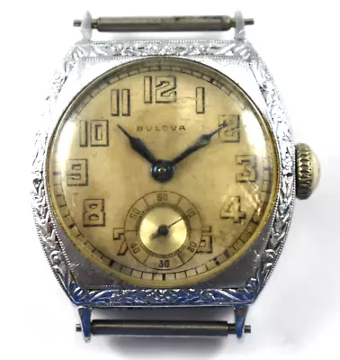 Vintage 1930's Bulova Trojan 14KGF Fancy Case Manual Wind 10AN Watch Runs Lot.eo • $59.99