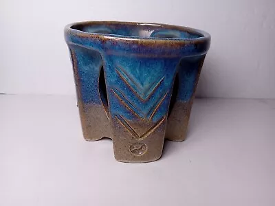 McCOY Style Vintage Pottery. Beautiful Blue & Brown. Rare Design. Artist Signed  • $35