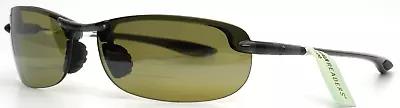 MAUI JIM Makaha HT805N-11 Trans Smoke Grey Mens Wrap Rimless Readers 64-17-130 • $179.99