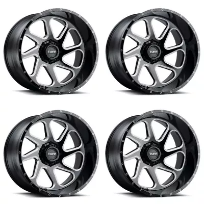 Set 4 Tuff T2B 24x14 8x170 Gloss Black W/ Milled Spokes Wheels 24  -72mm Rims • $2124