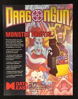 Vtg Arcade Machine  Flyer – Dragon Gun – Game Data East / Deco Usa 1992. • $13.99