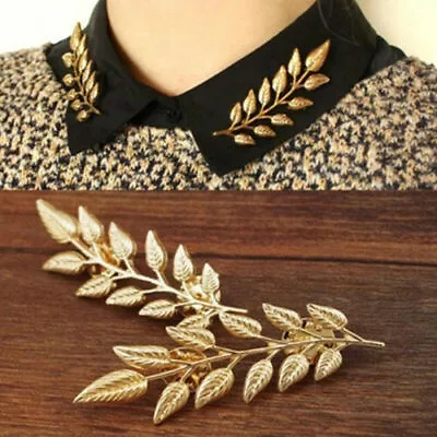 Leaf Shirt Suit Collar Pin Collar Clip Men's And Women's Leaf Brooch Gold • £3.17