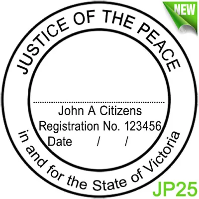 JP25 40mm Round JUSTICE OF THE PEACE VIC Custom Flash Stamp Self Inking Refillab • $23.30