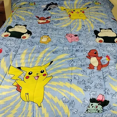 Vintage 1998 Pokemon Comforter Blanket Nintendo Rare Video Game Retro 63W X 88L • $99.99