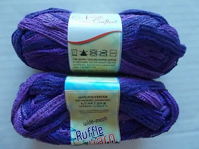 Needle Crafters Wide Mesh Ruffle Yarn Viola Lot Of 2 (1.75 Oz Ea) • $14.99