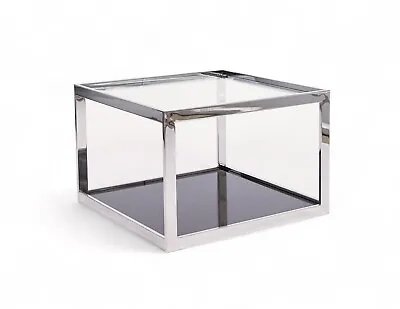Mid Century Modern Square Glass Chrome And Marble Side Table • $1083.75