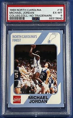 1989 NORTH CAROLINA COLLEGIATE COLLECTION MICHAEL JORDAN #18 NO TM PSA 6 (p) • $0.99