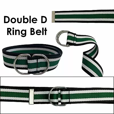 Double D Ring Belts Canvas Waist Belt Fabric Webbing Strap Waistband Mens Womens • £4.19