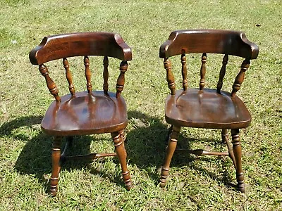 2 Vintage Ethan Allen Old Tavern Pine Dining Table Chairs Heavy Desk DEFECTS Lot • $146.24