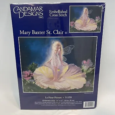 Vtg Candamar Printed Cross Stitch La Fleur 51159 14x11 Mary Baxter St Clair • $13.49