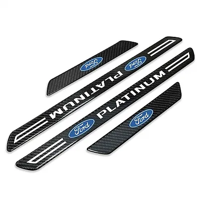 Ford F150 Platinum Black Real Carbon Fiber 4 Universal Door Sill Protector Guard • $49.99