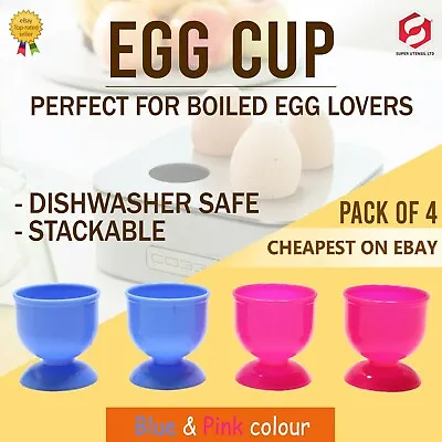 4 X Egg Cup Set Breakfast Boiled Eggs Novelty Egg Holder Kitchen Home Food New • £5.99