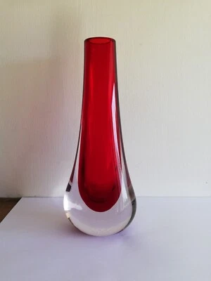 £38 • Buy Whitefriars Teardrop Ruby Red Cased Glass Vase.(9571) Geoffrey Baxter C 1961. 
