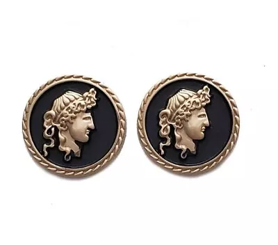 2 Men's Blazer Jacket Sport Coat Buttons Black Gold Brass Enamel  Ancient Roman • $18