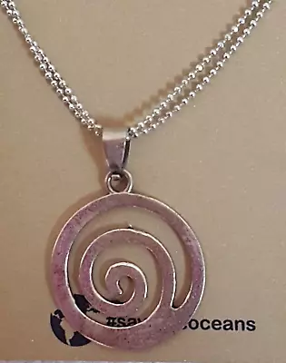 Silver Round Charm Pendant Necklace Ocean Company • £10