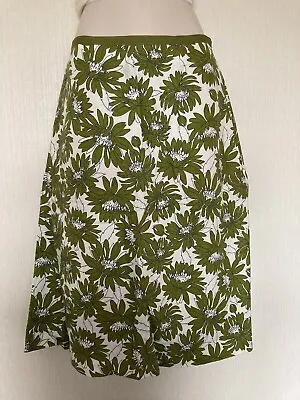 Laura Ashley 10 Skirt Green Floral Flowers Linen Cotton Blend • £19.99