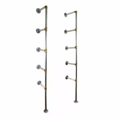 Industrial Floor Mounted Shelving Unit Silver Steel & Brass Rustic Pipe Style! • £134.35