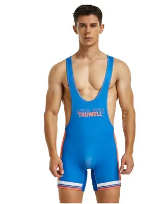 Mens Medium Blue Pink Stripe Sexy Lycra Cycle Wrestling Singlet Bodysuit Gay UK • £19.95