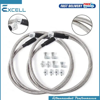 SS 52 Length Braided Transmission Cooler Hose Line Fitting For TH350 700R4 TH400 • $39.99