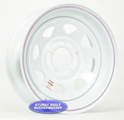 $75.98 • Buy Utility Trailer Parts 14  White Spoke Wheel 5 Bolt 5 On 4 1/2  Bolt Pattern Rim