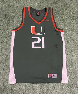 Nike Miami Hurricanes #21 College Basketball Jersey Size Large Green  NCAA • $35