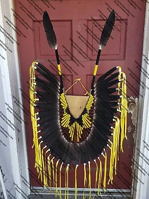 Native American Style Bustle Regalia Pow-Wow Black & Yellow  • $375