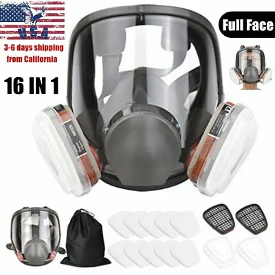 US Full Face Gas Mask Painting Spraying Respirator W/Filters For 6800 Facepiece • $27.99
