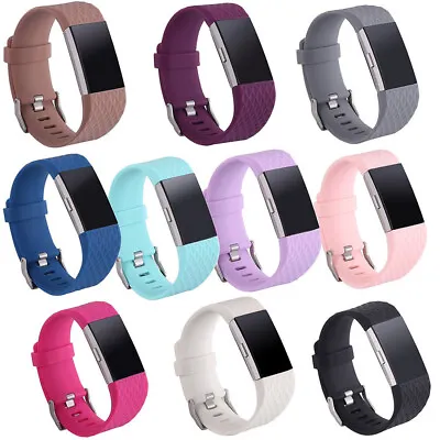 $4.59 • Buy For Fitbit Charge 2 Replacement Strap Silicone Buckle Diamond Pattern Watch Band